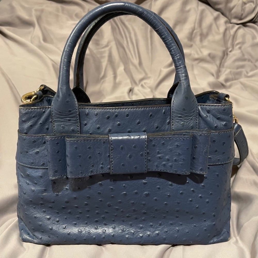 KATE SPADE New York Blue Ostrich Leather Bow handbag